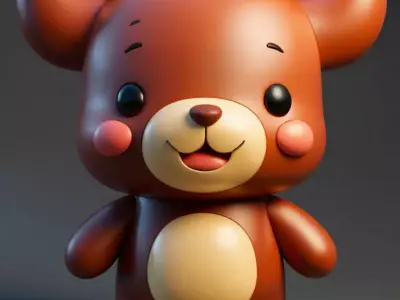 Cute Brown Bear Toy Stylized Cartoonish Cub Rosy Cheeks 3D Low-poly 3D model