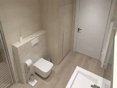 Cozy bathroom with decorative tiles 3D model