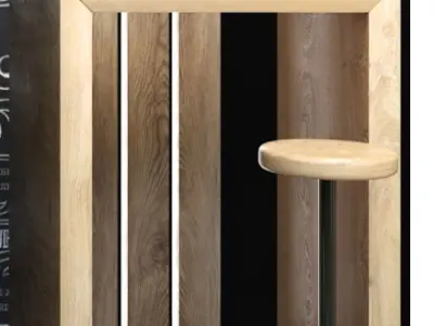 small coffee point with wood and light 3D model