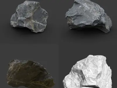 Gray Sharp Rock 220817 Photogrammetry - Ultra HD 16K Textures Low-poly 3D model
