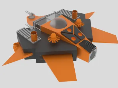 Tethys - S Spaceship Low-poly 3D model