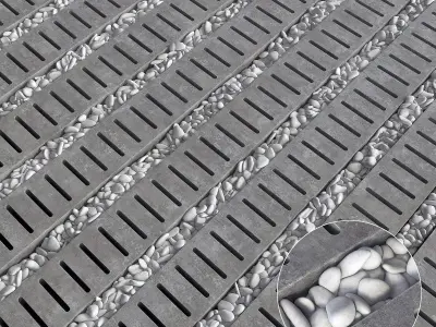 Paving road long plate pabble n3 3D model