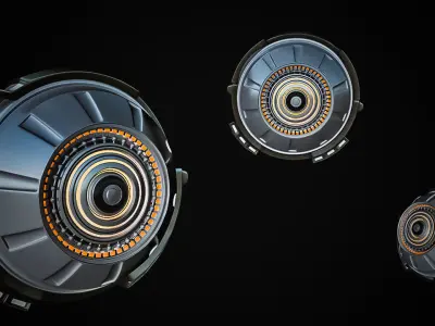 Drone sci-fi futuristic circular discs 3D model