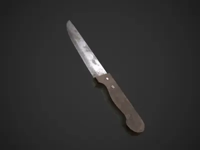 Dirty Old Kitchen Knife  Low-poly 3D model