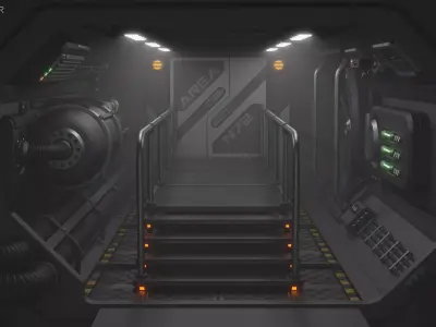 Sci-Fi Corridor 3D model 3