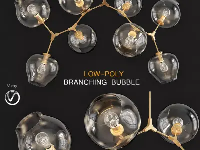 Branching bubble 8 lamps chandeleir 3d model Low-poly 3D model