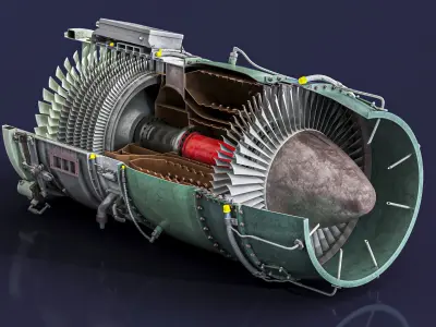  Commercial Jet Engine Cutaway 