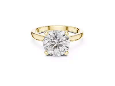 Elegant Round Solitaire Engagement Ring Slim Shank 4 Prong CAD 3D print model