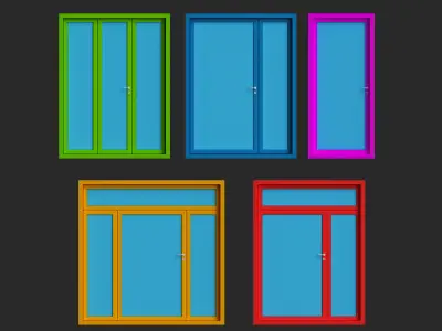 cartoon windows low poly 3d models pack for game Low-poly 3D model