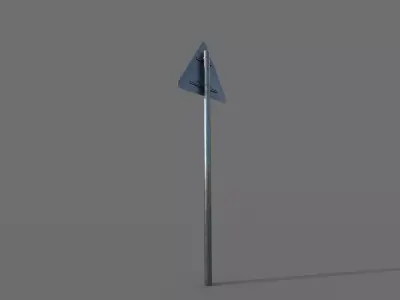 Triangular Traffic Sign Low-poly 3D model