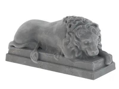 Lion stone statue 01 3D model