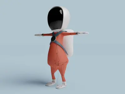 Rigged Cartoon Space Man Character 3D model