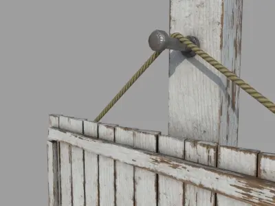 Wooden PBR White Signpost Low-poly 3D model