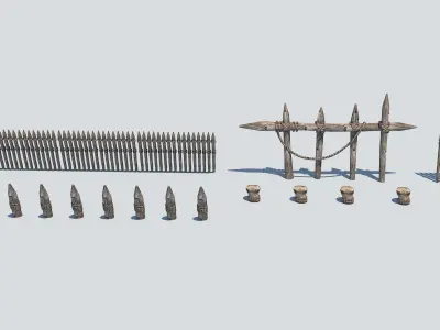 Set of medieval campaigns assets Low-poly 3D model