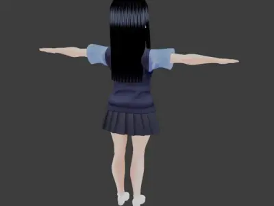 SciFi 3d anime kawaii girl character c12 Low-poly 3D model