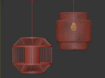 Rattan pendant lamp 3D model