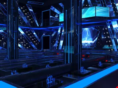 nightclub interior of with neon lights  3D model