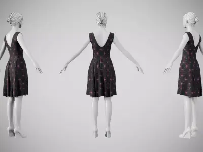 Dress 21 Light Burst Static Low-poly 3D model