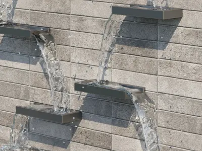 Waterfall fountains cascade 02 3D model