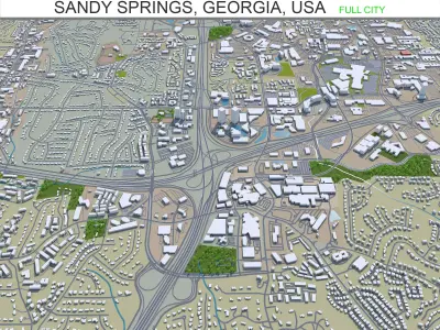 Sandy Springs Georgia USA 25km Low-poly 3D model
