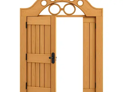 Rustic Wooden Arch Doorway Low-poly 3D model
