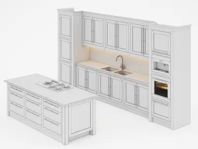 kitchen 3 with cabinets and marble counter tops 3D model