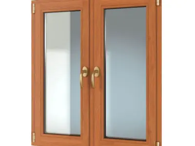 Brown wooden window 09 am109 3D model