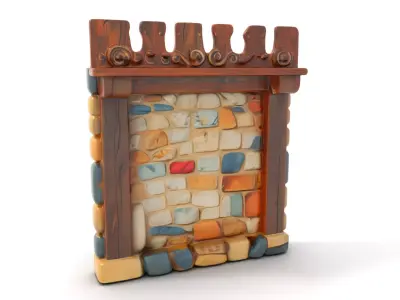 Rustic Stone Wall model pack Low-poly 3D model