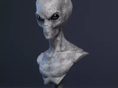 Grey Alien Bust 3D print model