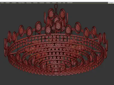 Golden Gilded Brass and Crystal Glass Chandelier by Palwa Low-poly 3D model