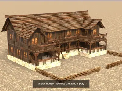 Medieval Village House Low Poly 3D Model Pack for Games
