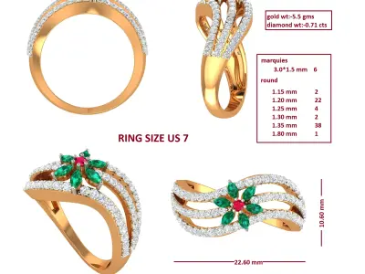 Diamond Ring for Women 3D print model 8