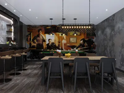 Game and bar party room 3D model