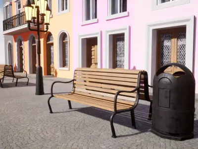 Modular European Quartal Building Low-poly 3D model