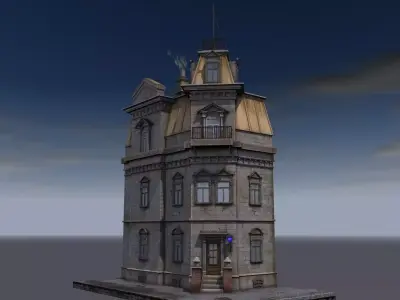 A building with a police station 3D model