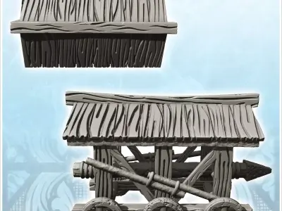 Wooden ram on wheels under roof 1 - Ancient Classic Old Archaic  3D print model