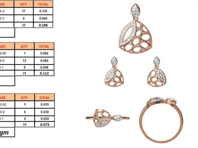 Light wt Ring Earrings Pendant set stl jcd 1-render details 3D print model