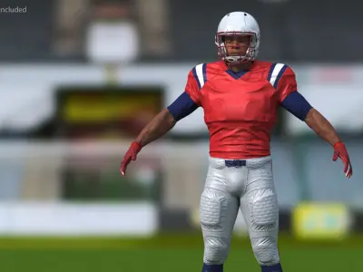  Black American Football Player in A-Pose Fur 
