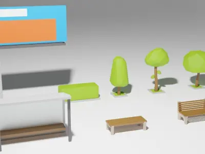 30 Low Poly Street Assets Low-poly 3D model