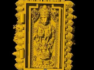 BALAJI LAKSHMI THIRUPATHI DOOR  RING GOLD SILVER STONE  3D print model