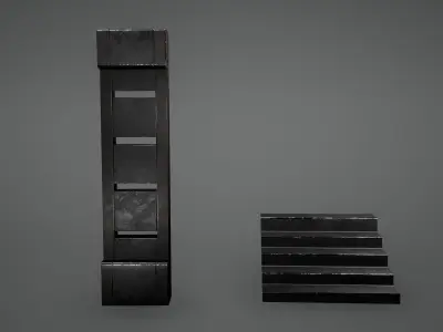 Cyberpunk Pillar and Stairs Low Poly  Game Ready Low-poly 3D model