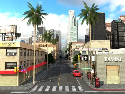 Los Angeles City Hollywood Sign Capitol Records USA California Low-poly 3D model