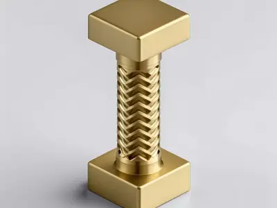 Golden Ornate Pillar Architectural Element Low-poly 3D model