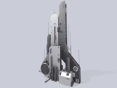 Futuristic building Low-poly 3D model 3