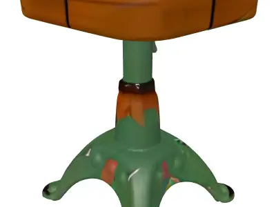 Vintage Industrial Adjustable Workshop Stool Low-poly 3D model