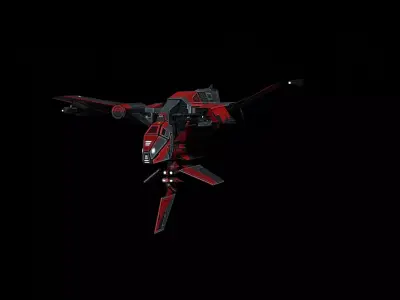 Red Fighter Game Asset 3D model