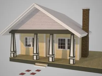 Craftsman Style Cabin - Interior and Exterior 3D model