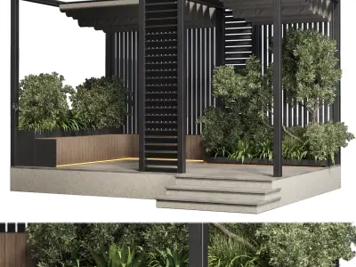 Landscape Furniture with Pergola and Roof garden 3D model