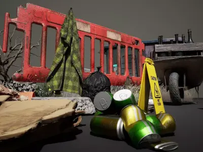 Urban Debris Props Environment Asset Low-poly 3D model