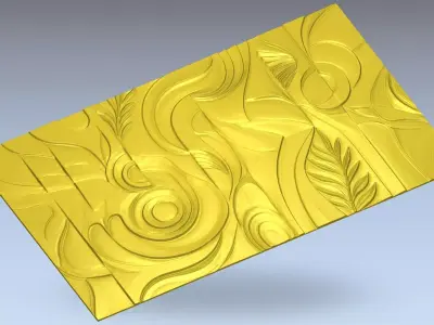 Modern Abstract Relief Panel Wall Decor Set STL Mural CNC 335 3D model